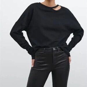 MARCELLA NEW YORK JEROME CUTOUT TOP BLACK ORGANIC COTTON RELAXED XS
